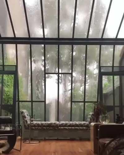 Being inside the cozy conservatory during the rain