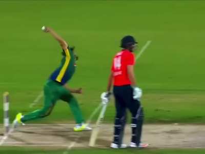 Brilliant timing from Chris Woakes to send the ball 92m