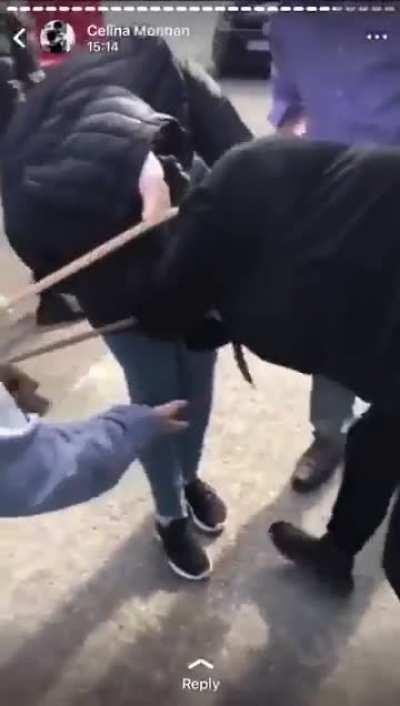 Two Ladies fighting. Shreks Sister steals the handbag in the midst of the chaos