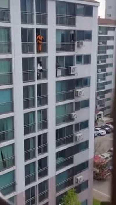 Fire fighter drop kicks woman in the face to prevent her from committing suicide