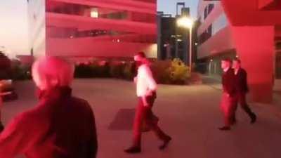 Milan fans gather outside Casa Milan to thank the club management for the Champions League return. Maldini and Massara greet them.