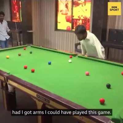 Mohammad Ikram. He was born without arms but it hasn't stopped him pursuing his sporting dream.