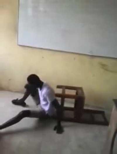 You're supposed to sit on a chair, not backflip