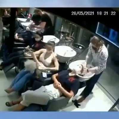 His last day at work...