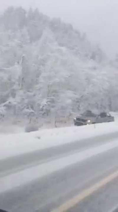 On your phone driving on a snowy road?