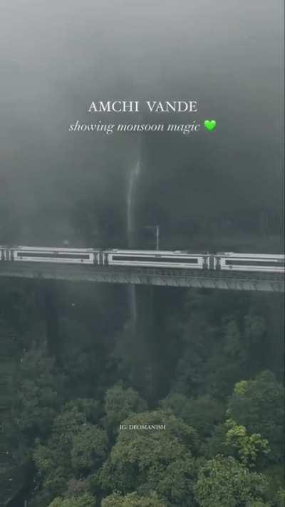 Train in monsoon showers (Maharashtra, India)