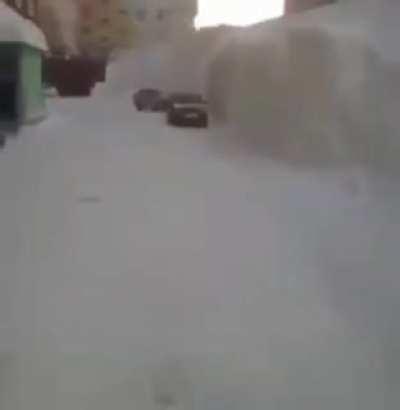 Idiot in the snow removal tractor