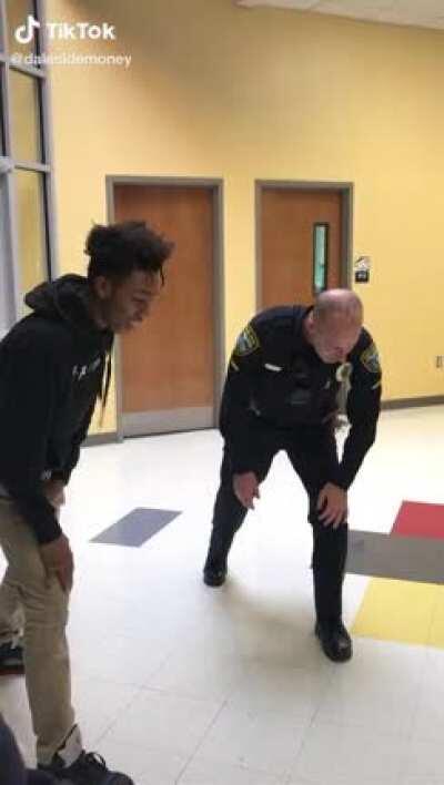 Cop and student have a race