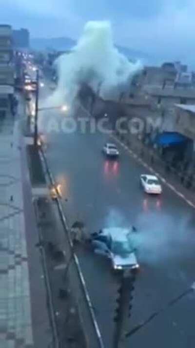 Chaos ensues after a lightning hits a moving car