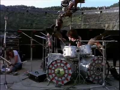 Controlled chaos. Pink Floyd performing A Saucerful of Secrets at Pompeii in 1971