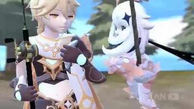 Fishing with paimon OC animation