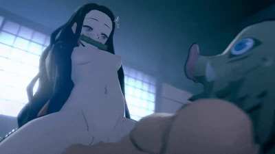 Nezuko riding Inosuke [Greatm8](Demon slayer)