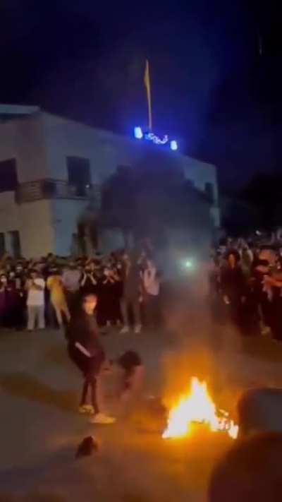 Iranian women burning their hijabs after a 22 year-old girl was killed by the “morality police”