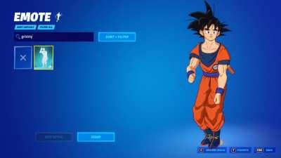 Goku doing the Griddy in Fortnite