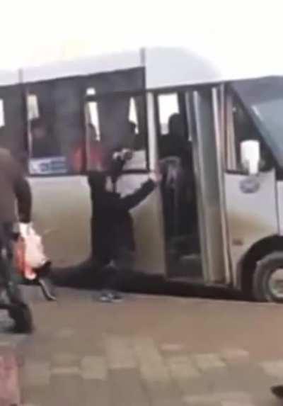 Attempting to get on the bus