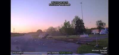 Arkansas State Trooper performs pit at 109 MPH .