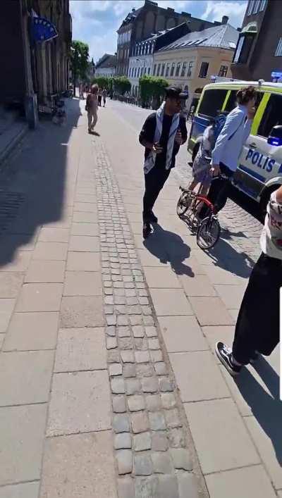 Protestor realizes you shouldn't block police