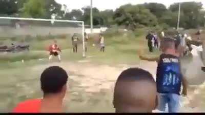Celebrating a goal in Caracas - Venezuela