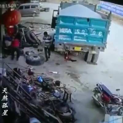 I hate being around truck tires 