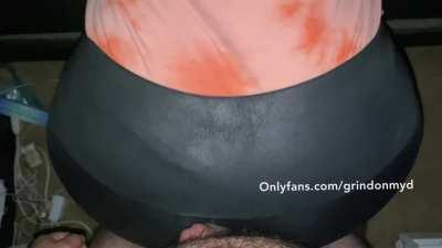 Shiny pants got cum all over them after I told her to grind on me! [OC]