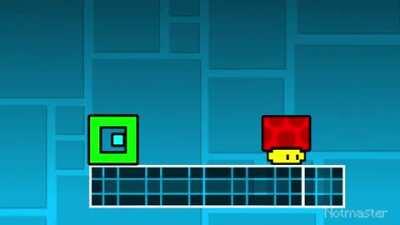 Hey shitass wanna see me play geometry dash?