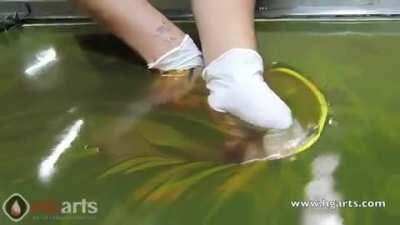 Hydrographic flames applied to a helmet