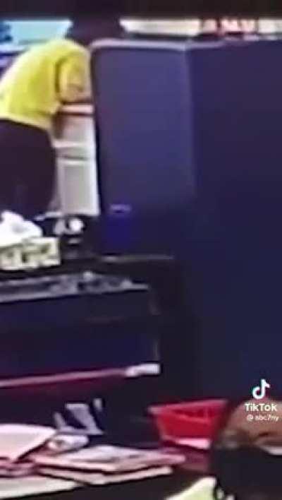 Water bottle explodes, causing kid to choke on cap. Teacher saves the day