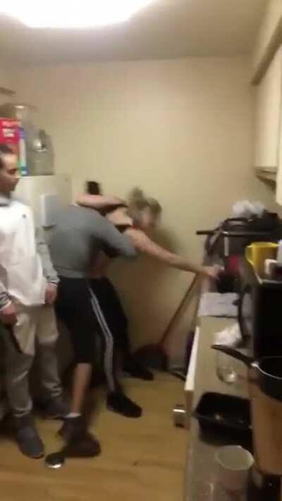 Kitchen fight.