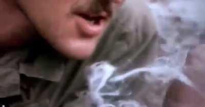 American Soldiers smoking weed out of a shotgun barrel in Vietnam (1970)