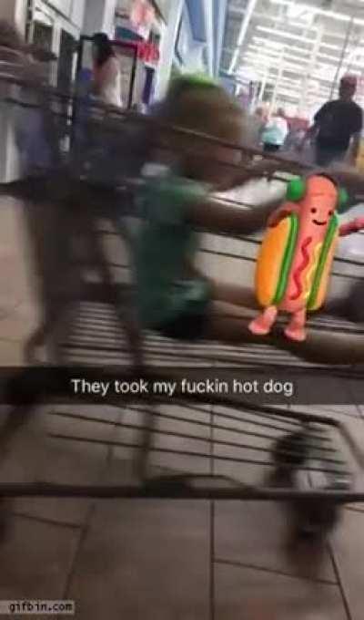 They stole his hot dog