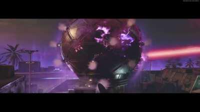 Firebase Z cutscene but Adler is holding a pink shovel and looks like an idiot