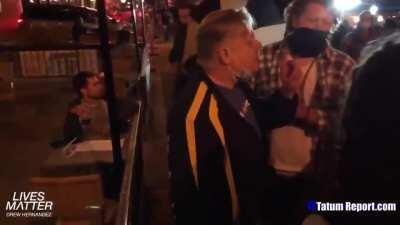 DC BLM group yell at man outside of a gay bar
