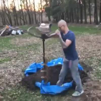 Let me get this hole digger closer to my feet