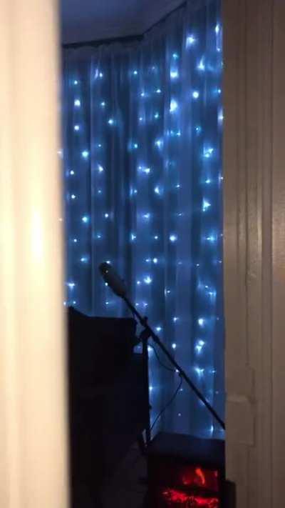 My hidden bookshelf office.