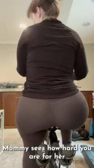 Mom Flashes You Her Phat White Ass While She's On The Exercise Bike