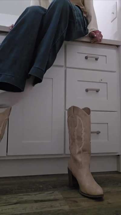 Taking my boots off after a long day.. Let me put my feet in your face.