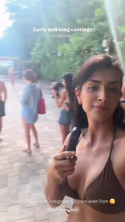 In brown bikini for casting