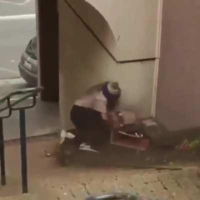 throwing potted plants at a skater