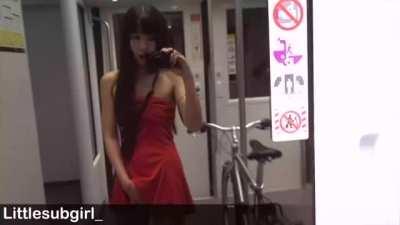 Public blowjob in train and walk with cum on my face [OC]