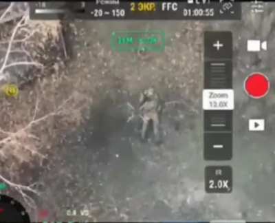 Russian Soldier throws grenade straight up at ukrainian drone, consequences are immediate.