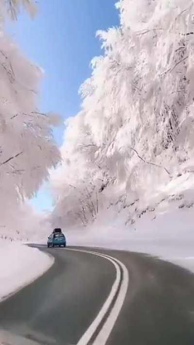 Snowy roads in Greece