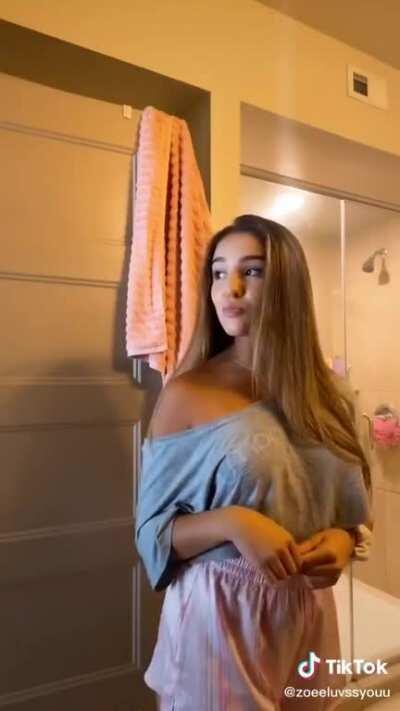 Braless busty cake cutie