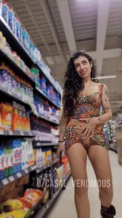 Shopping pantyless. [GIF]
