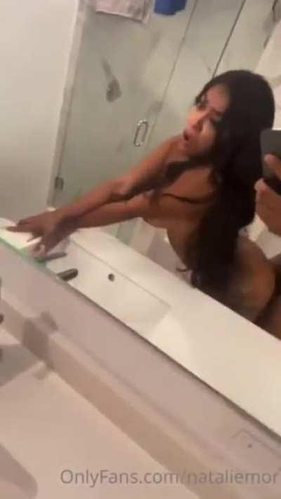 Smashing that hoe in the bathroom