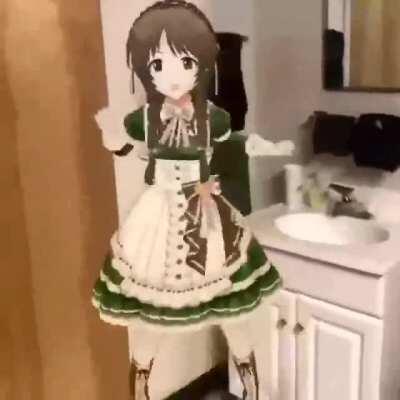 Explain this Animephobes! Unless my eye deceive me, I see a waifu dancing in the bathroom. 💅💅💅Cute💕💕💕Valid💅💅💅