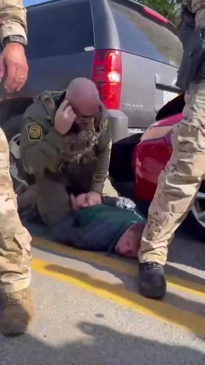 ICE in Evanston, IL today bashed a man’s head on the ground, choking him and purposefully grinding his head on the road pavement, while neighbors yelled for the agent to stop