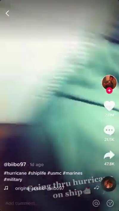 Marines experience hurricane on a ship