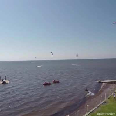 Kite surfing straight from the verandah