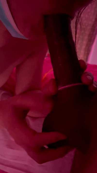 Asian beauty sucking on black lollipop 🍭 👅💦