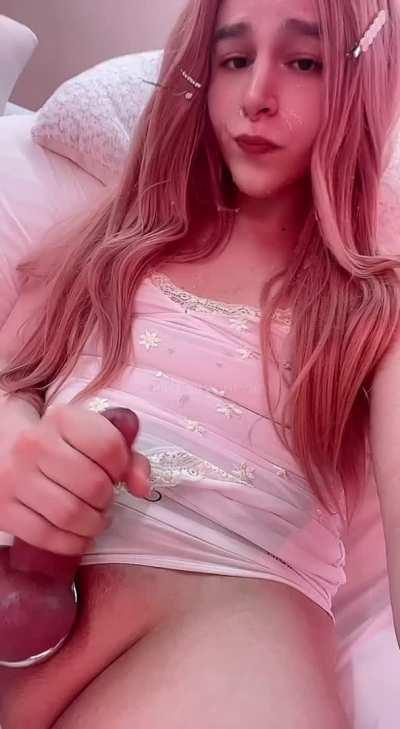 angel milks her big dick to give you a blessing of sweet ropes c: